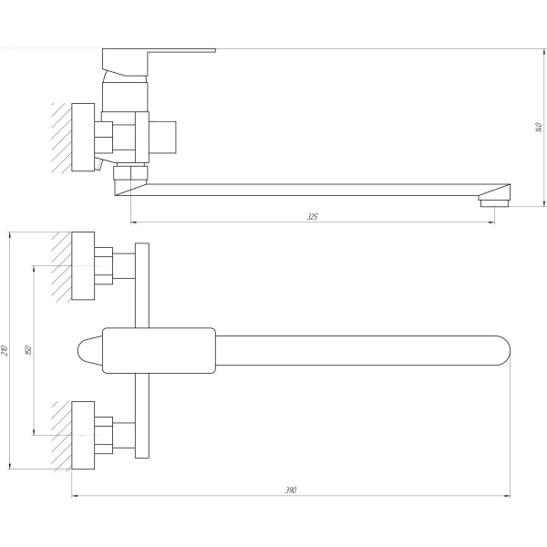 Смеситель для ванны Globus Lux Milano GLM-0208N