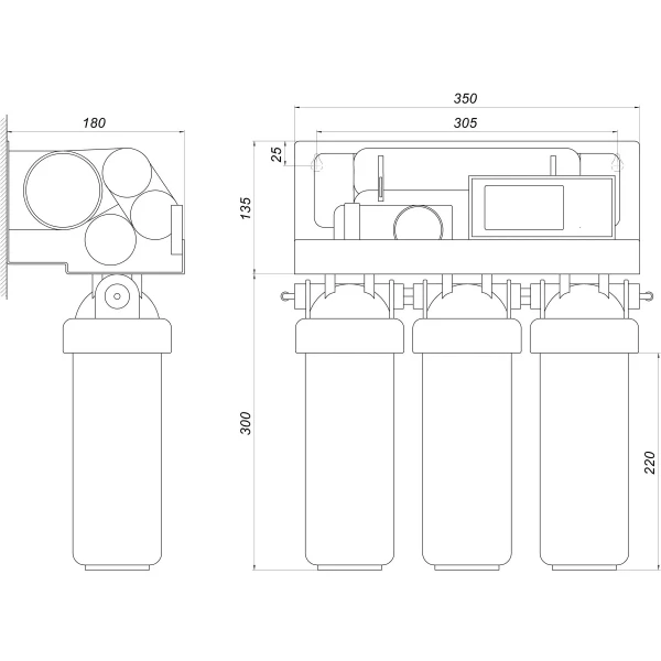 Система обратного осмоса OasisPro, насос + ПЛАСТ. бак, минерализатор, блок управления BSL02M-RO-75