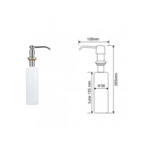 Дозатор рідкого мила HOTEC 13.141 врізний в мийку, латунний, пласт. колба 350мл