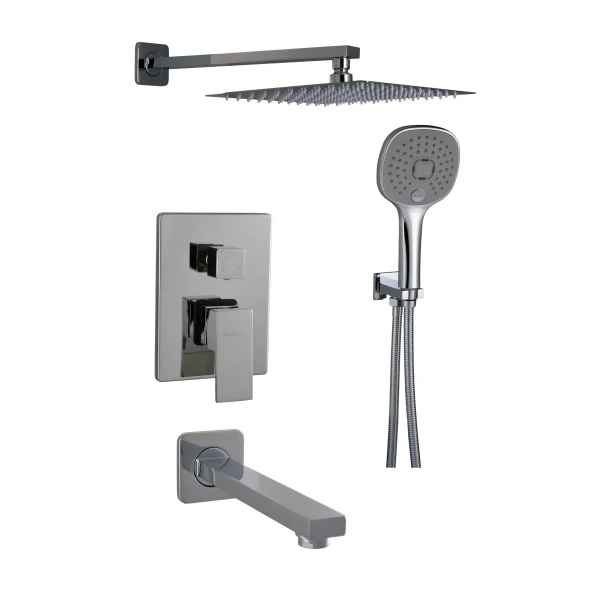 Душевая система Globus Lux SMART GLM-305L встроенная, на три потребителя, с изливом, хром