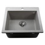 Гранітна мийка Globus Lux AOSTA сіiрий камiнь 490x455мм-А0005