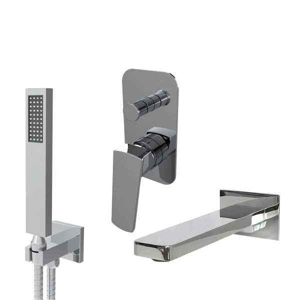 Смеситель для ванны встроенный TOPAZ LEXI TLG 21202-H21 2 выхода, ручная лейка, излив 190 мм