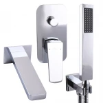 Смеситель для ванны встроенный TOPAZ LEXI TLG 21202-H21 2 выхода, ручная лейка, излив 190 мм