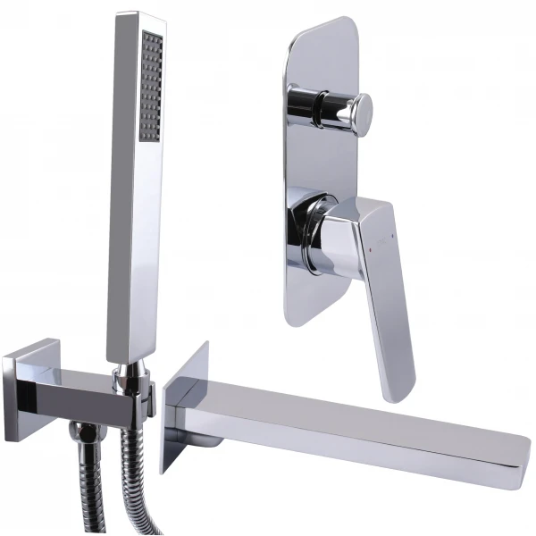 Смеситель для ванны встроенный TOPAZ LEXI TLG 21202-H21 2 выхода, ручная лейка, излив 190 мм