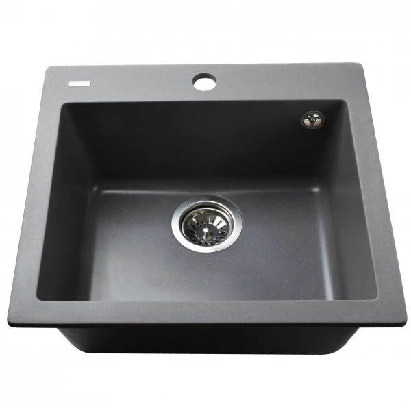 Гранітна мийка Globus Lux AOSTA сірий металiк 490x455мм-А0003