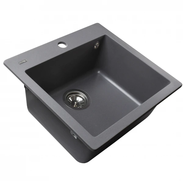 Гранітна мийка Globus Lux AOSTA сірий металiк 490x455мм-А0003