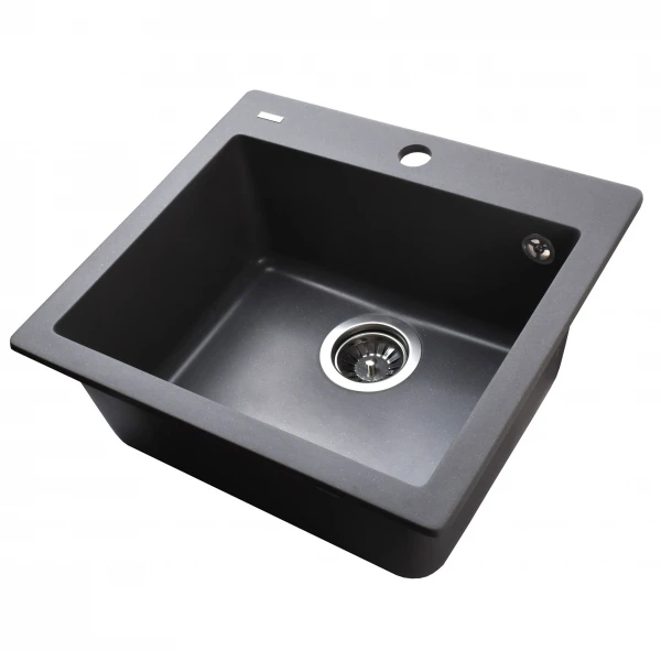 Гранітна мийка Globus Lux AOSTA сірий металiк 490x455мм-А0003