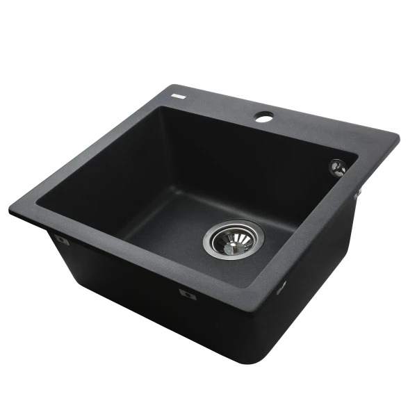 Гранітна мийка Globus Lux AOSTA чорний металік 490x455мм-А0001