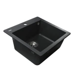 Гранітна мийка Globus Lux AOSTA чорний металік 490x455мм-А0001