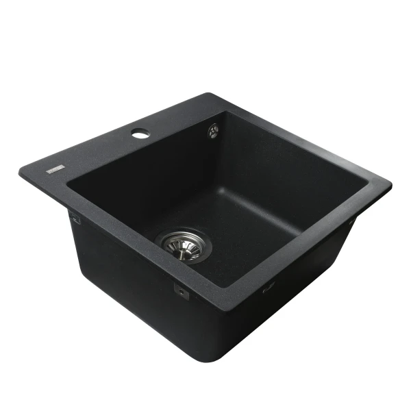 Гранітна мийка Globus Lux AOSTA чорний металік 490x455мм-А0001