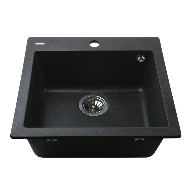 Гранітна мийка Globus Lux AOSTA чорний металік 490x455мм-А0001
