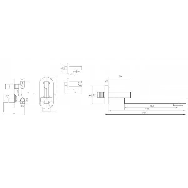 Вилив вбудованного змішувача Globus Lux GLM-200 N-BB