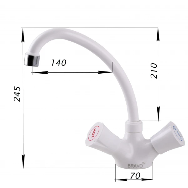 Смеситель для кухни BRAVO B2-00-203 термостойкий ABS пластик