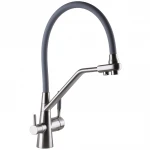 Змішувач для кухні під осмос Globus Lux GLLR-0800-08-02 гофрований на гайці латунь,Сталь-Сірий