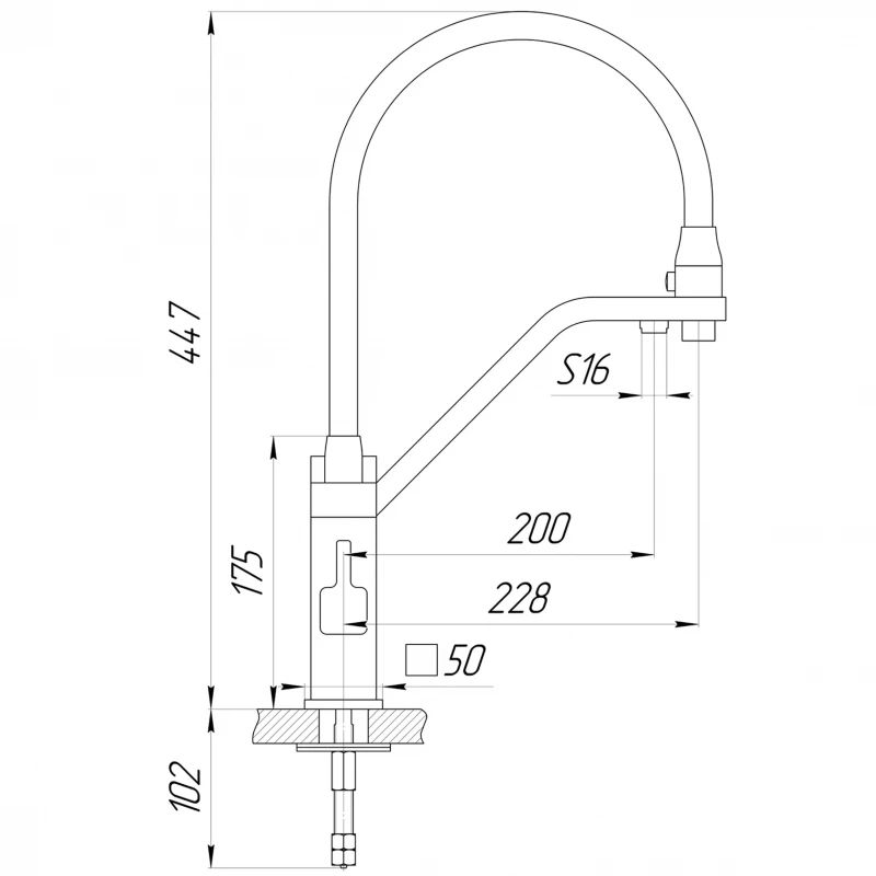Змішувач для кухні під осмос Globus Lux LAZER GLLR-0900-00-01
