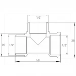 Тройник 1/2″ВНН никелированный А0204А(нк)