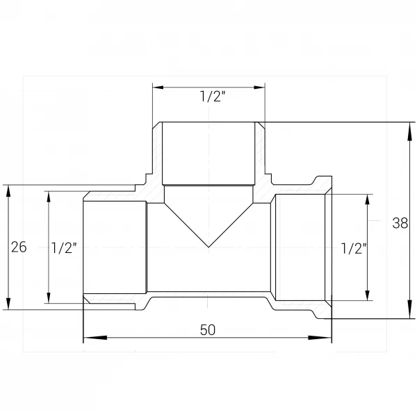 Тройник 1/2″ВНН никелированный А0204А(нк)