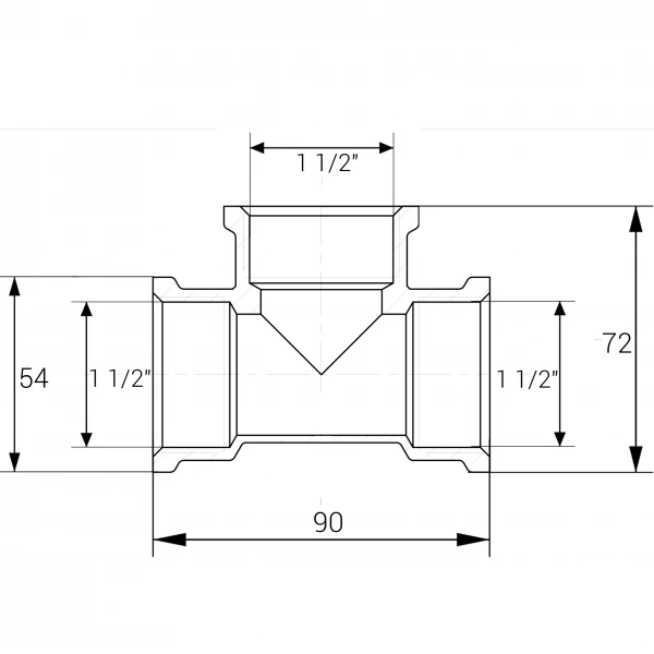 Тройник 1 1/2″ВВВ никелированный A0207-1А(нк)