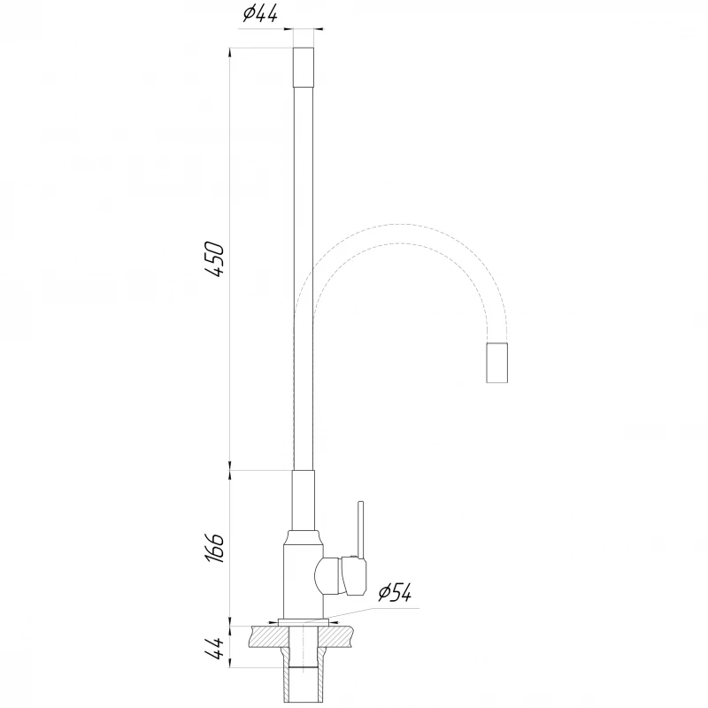 Змішувач для кухні DOMINO ELLIPSE DCC-203L-BLACK гофровилив Чорний,,На Гайці