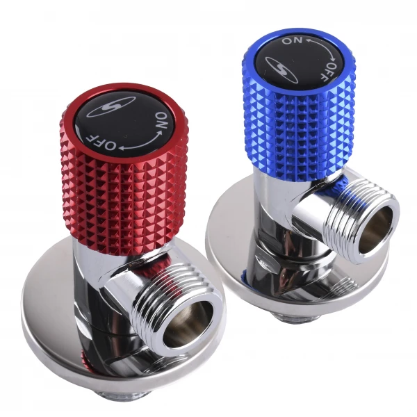 !!Набір кранів кутових кераміка SOLOMON EXCLUSIVE 1/2″X1/2″ 9889 RED/BLUE (1уп.)