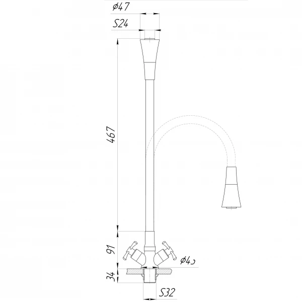 Смеситель для кухни DOMINO DK-H1-2N-103SK-G05