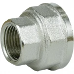 Муфта редукционная 1 1/2″х 1″ВВ никелированная восьмигранная А0337А(нк)