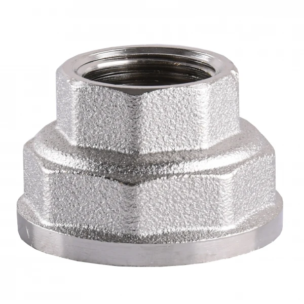 Муфта редукционная 1 1/2″х 1″ВВ никелированная восьмигранная А0337А(нк)