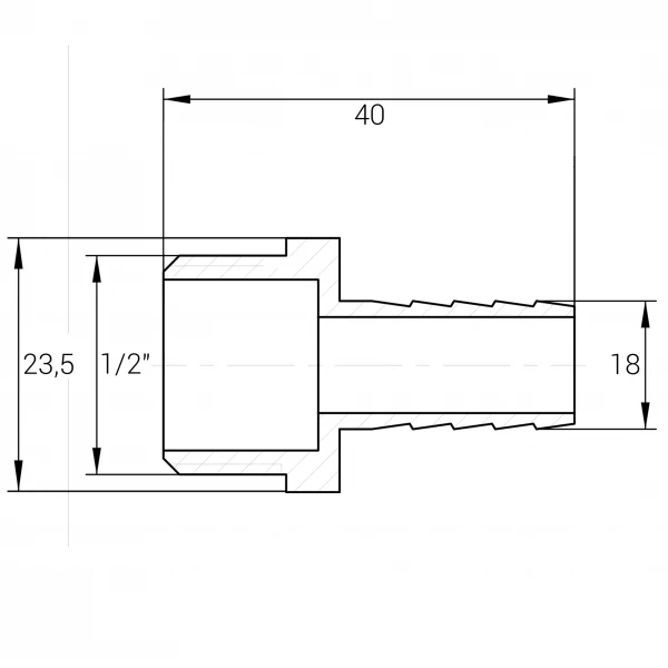 Штуцер 1/2″Н 18мм никелированный А2036А(нк)