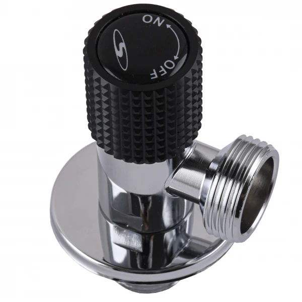 Кран кутовий кераміка SOLOMON EXCLUSIVE 1/2″X3/4″ 989 BLACK/CHROME ( 1шт.)