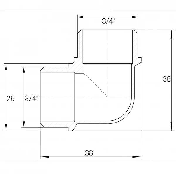 Уголок 3/4″НН никелированный А0132А(нк)