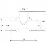 Тройник 3/4″ННН никелированный A0246A(нк)