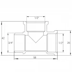 Тройник hедукционный 3/4″х1/2″х1/2″НВВ никелированный A0225А(нк)