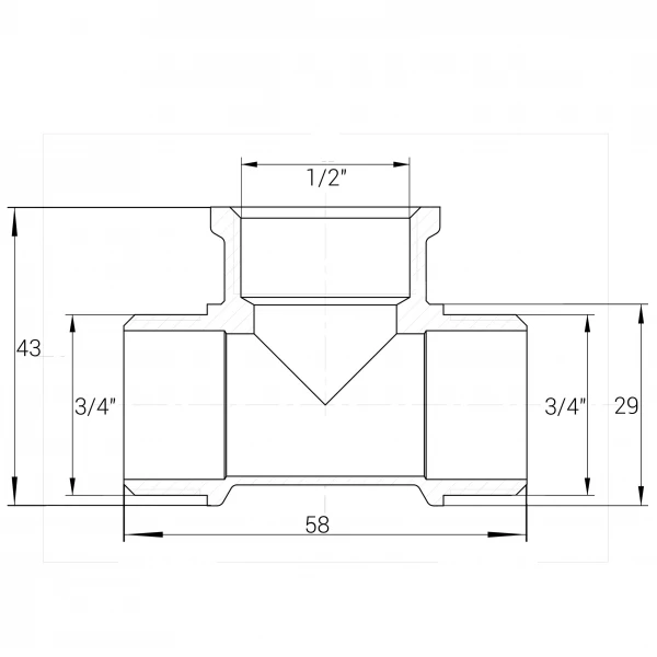 Тройник hедукционный 3/4″х1/2″х3/4″НВН никелированный A0224А(нк)