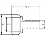 Штуцер 3/4″В 14мм никелированный А2041А(нк)