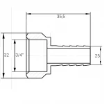 Штуцер 3/4″В 25мм никелированный А2051А(нк)