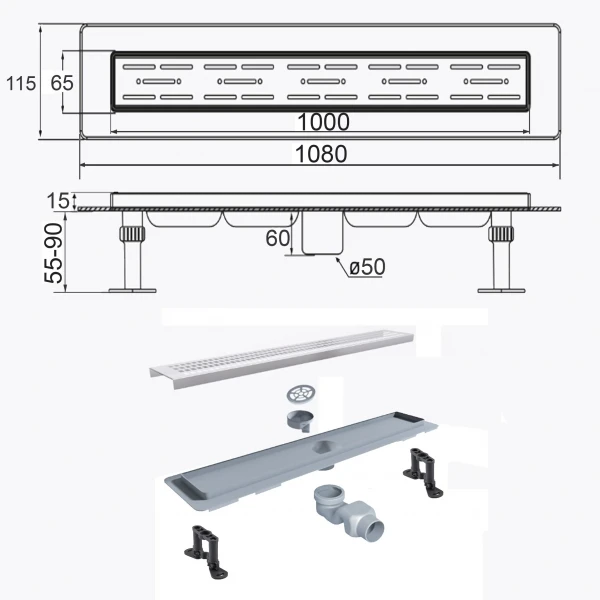 Трап линейный душевой TILLO TM009-100 100см