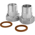 Комплект штуцеров для счетчика никелированный 1 1/2″ВР х 1 1/4″НР с биконит.прокладкой Б2748КбА(нк)