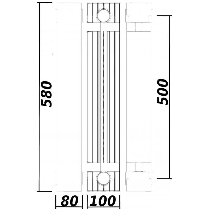 Радіатор біметалевий секційний QUEEN THERM 500/100 UNIVERSAL (кратно 10)