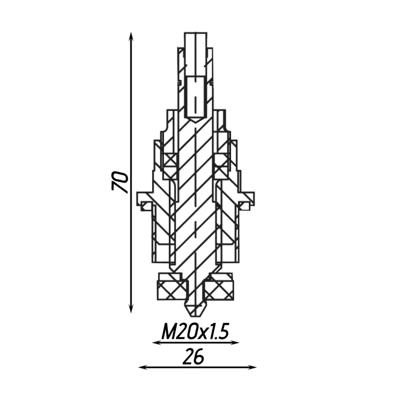 Вентильная головка без маховика для крана ХВ 1/2″ латунная М20 х 1,5 штампованная Б1811А VA