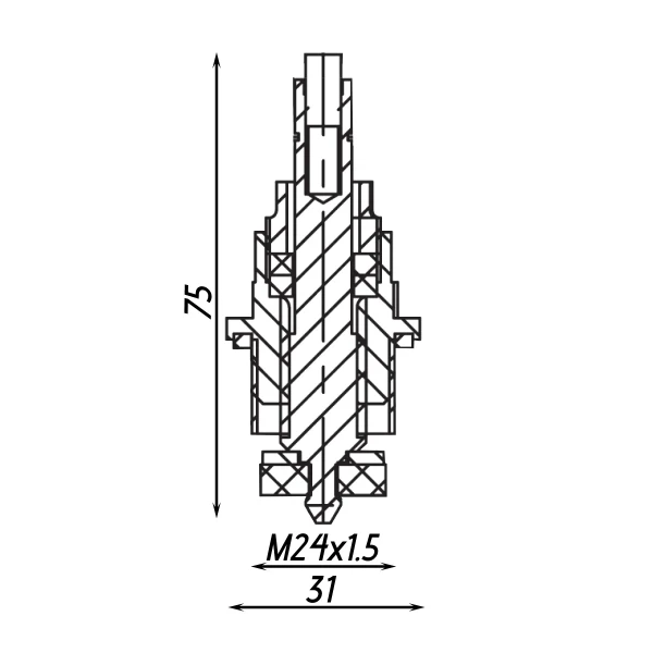 Вентильна головка без маховика для крана ХВ 3/4″ латунна М24 х 1,5 штампована Б1812А