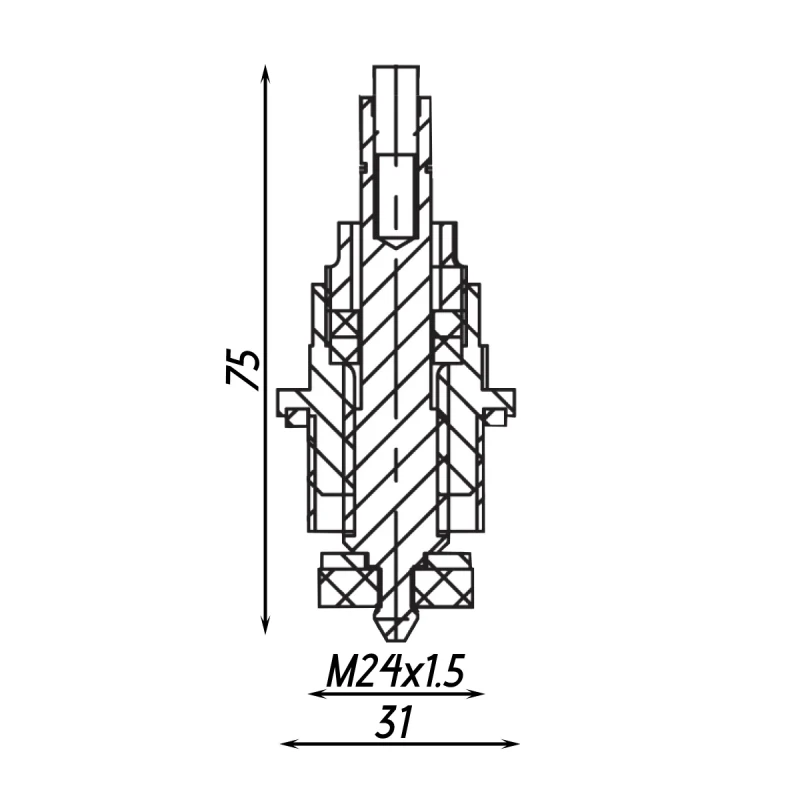 Вентильна головка без маховика для крана ХВ 3/4″ латунна М24 х 1,5 штампована Б1812А