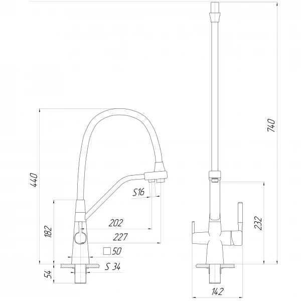 Смеситель для кухни под осмос Globus Lux GLLR-0700-L-10-01