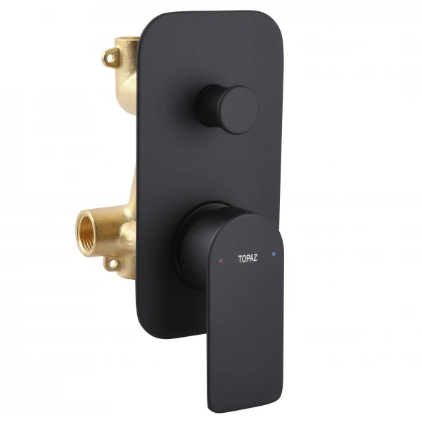 Смеситель для ванны встроенный TOPAZ SARDINIA TSG 08202-V-H20-BL 2 выхода, излив 190 мм, Черный