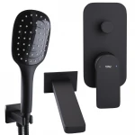 Смеситель для ванны встроенный TOPAZ SARDINIA TSG 08202-V-H20-BL 2 выхода, излив 190 мм, Черный