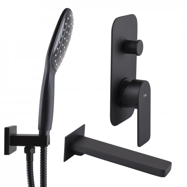 Смеситель для ванны встроенный TOPAZ SARDINIA TSG 08202-V-H20-BL 2 выхода, излив 190 мм, Черный