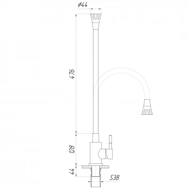 Змішувач для кухні Globus Lux ALPEN SBT1-203SA-GP-B01