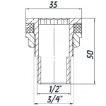 Врезка в бак 1/2″Н никелированное усиленное Б5101А(нк)
