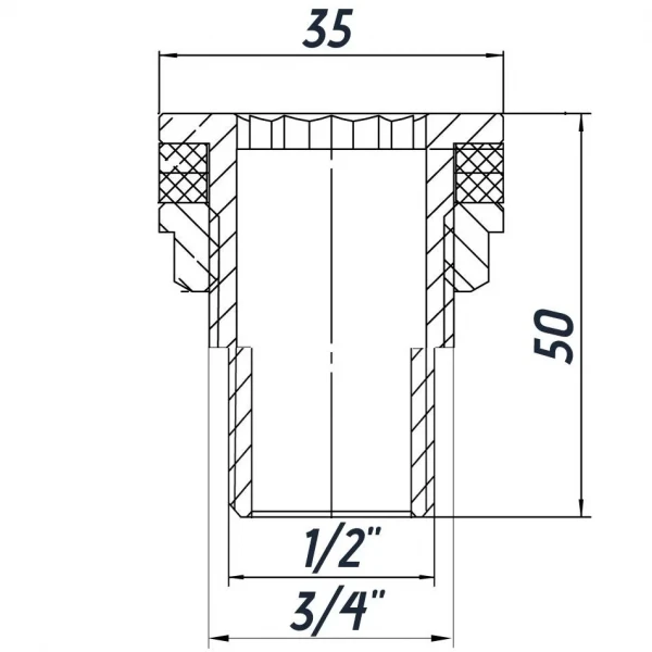 Врезка в бак 1/2″Н никелированное усиленное Б5101А(нк)