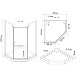 Душова кабіна пятикутна RABA L90TB (L90BT) BRAVO (2уп.)