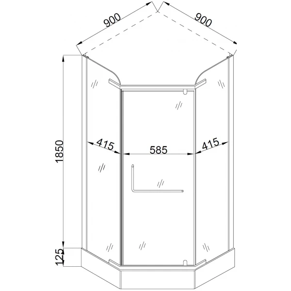 Душова кабіна пятикутна RABA L90TB (L90BT) BRAVO (2уп.)